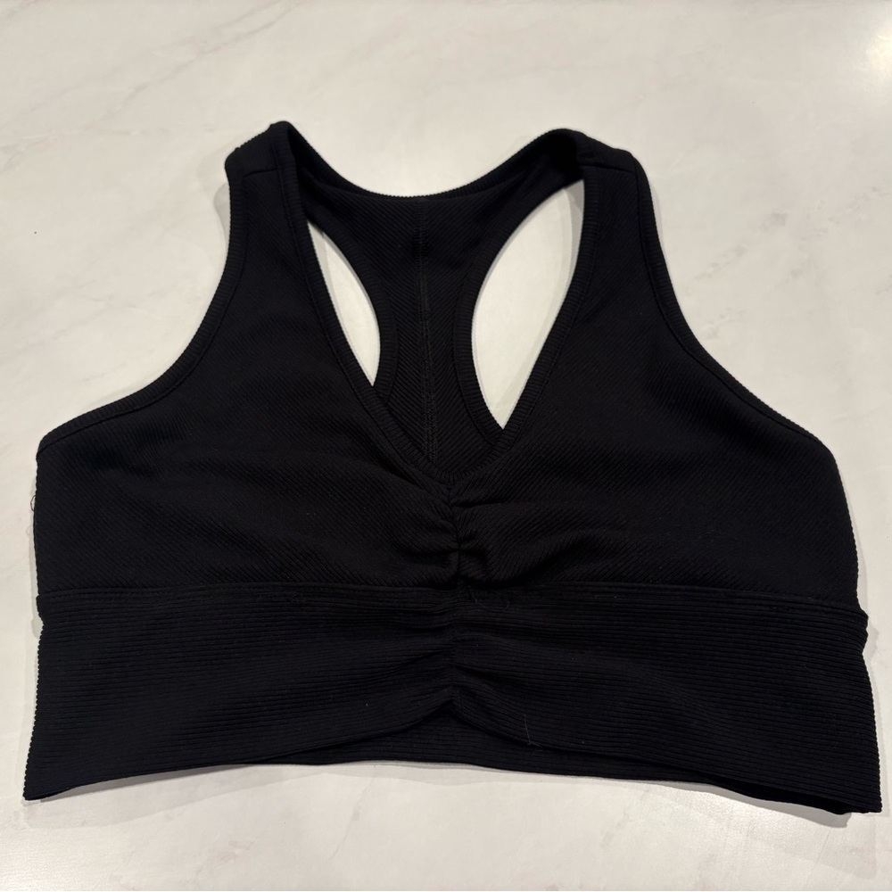 Black Women's Cinched Athletic Crop Top